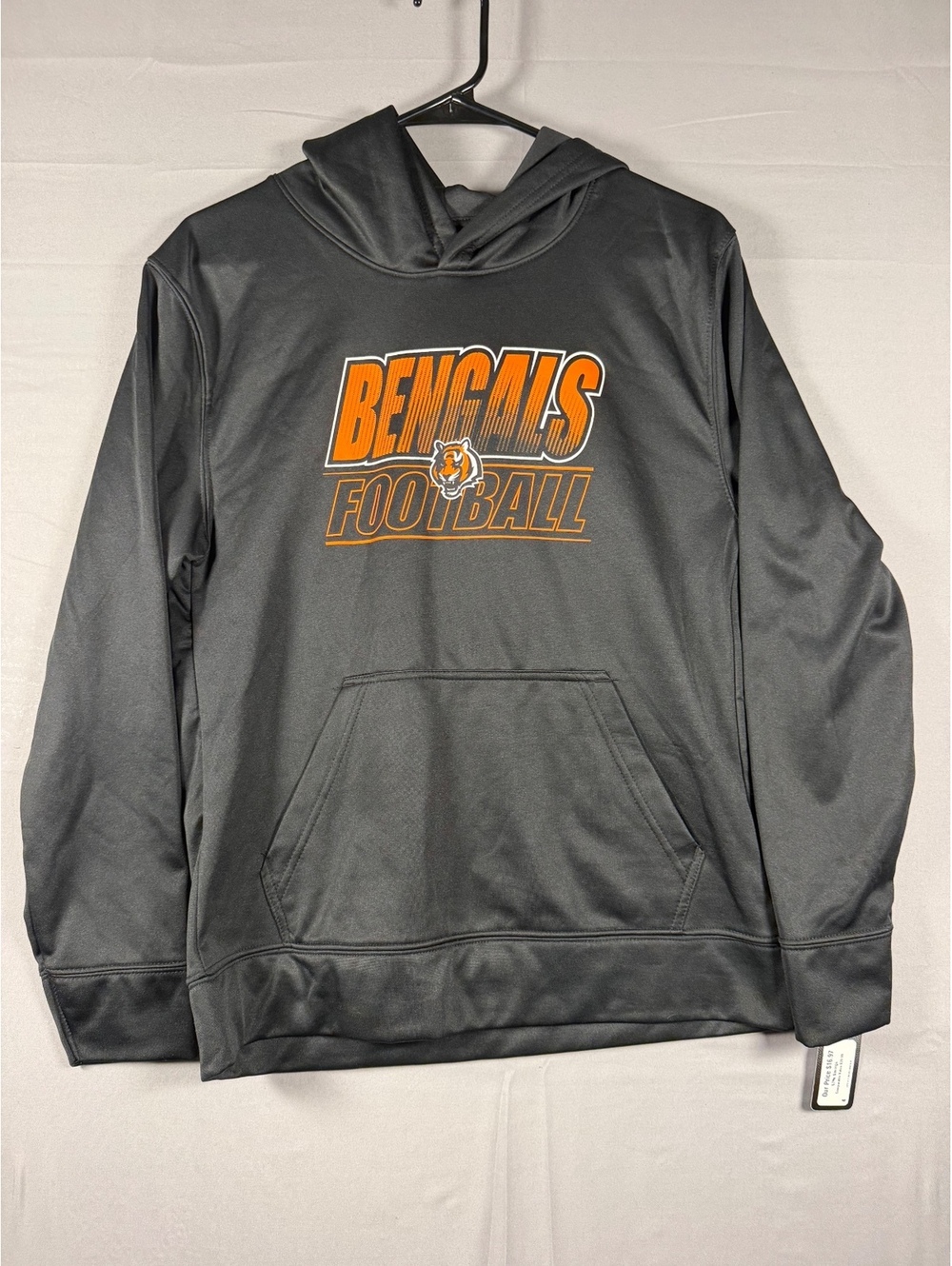 Cincinnati Bengals Football Hoodie Large Dark Gray NFL Sweatshirt with Tags